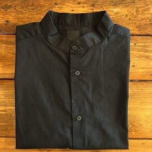 👔 H&M black mock grandad collar button up, men’s medium